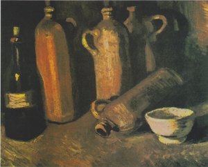 Still Life with Four Jugs, Bottle, and White Bowl